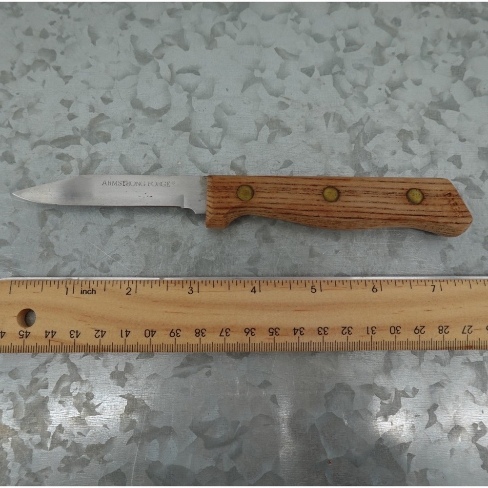 Vintage Armstrong Forge Paring Knife Wood Handle Stainless Steel 3.25 Inch Blade